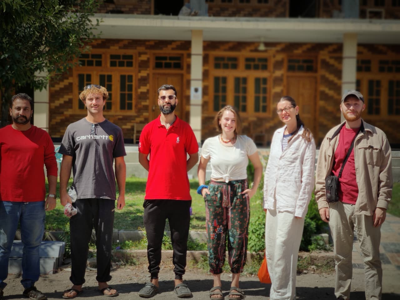 Guests gathered outside the guest house