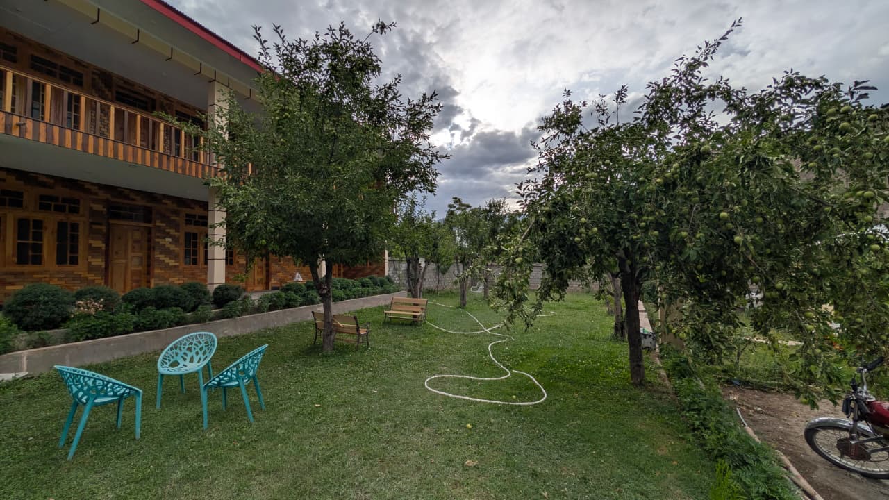 Garden Lawn with seating and orchard trees